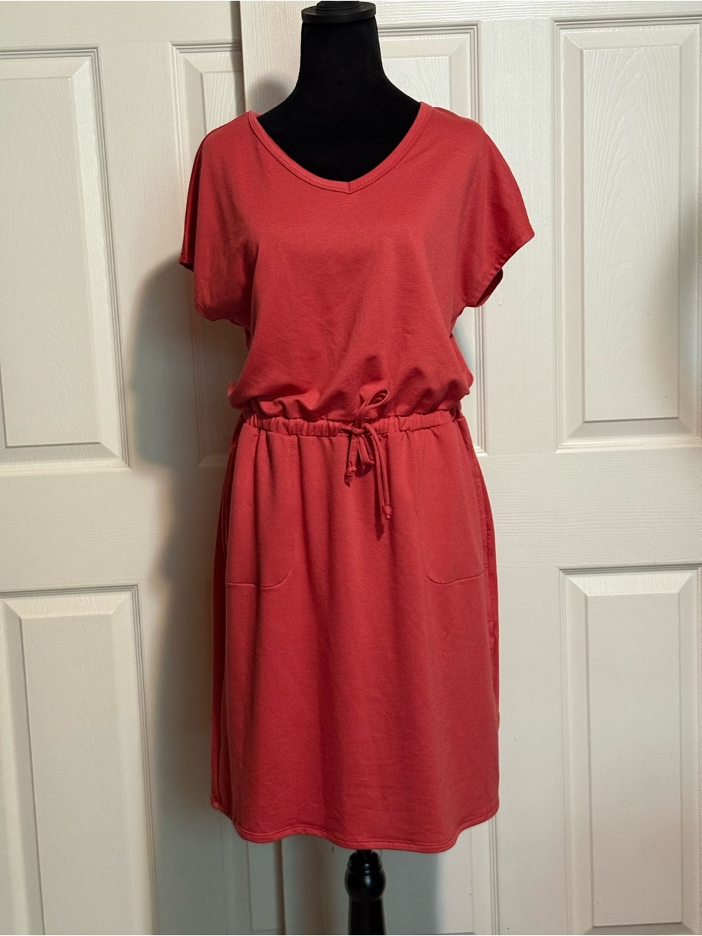 BNWT Casual V-Neck Drawstring Waist Coral Dress